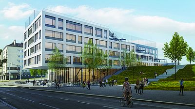 Rendering des Gebäudes des künftigen Village Gymnasiums
