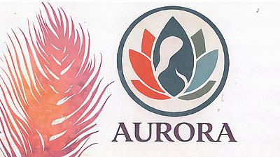 Logo des Vereins Aurora. Ein Kreis mit floralem Motiv.