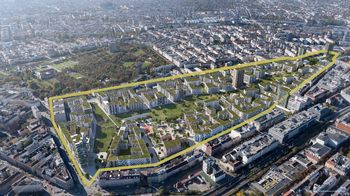 Lustbild mit Visualisierung des neuen Stadtviertels