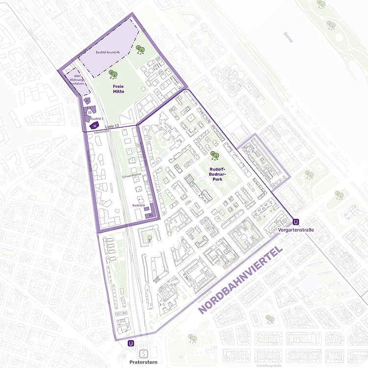 Stadtplan vom Nordbahnviertel.