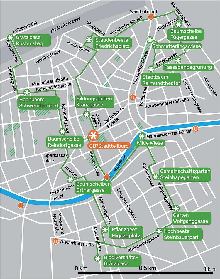 Karte des Lehrpfads der Artenvielfalt