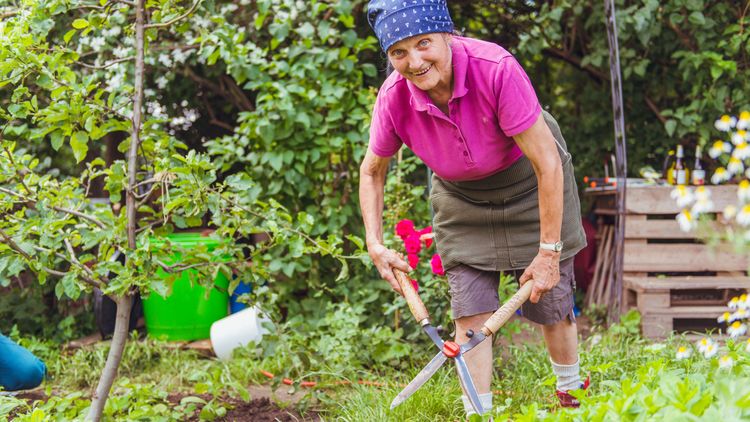 Johanna bei der Gartenarbeit