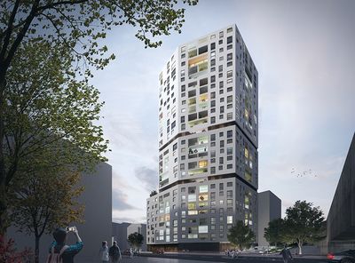 Rendering eines modernen Bauprojektes