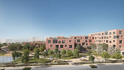 Eine Visualisierung des zukünftigen Bildungscampus am Nordwestbahnhof.