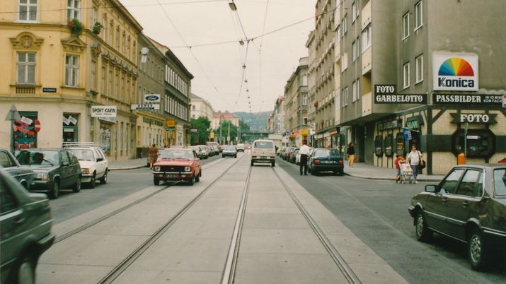 Die Thaliastraße vor etwa 30 Jahren
