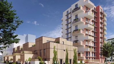 Rendering eines modernen Bauprojektes