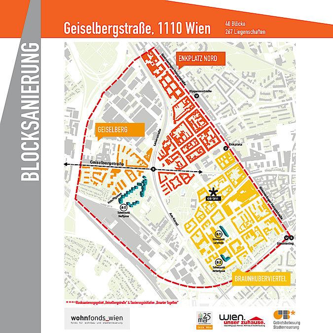 Plan Blocksanierungsgebiet Geiselbergstraße